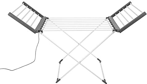 BLACK+DECKER BXAR0001GB Heated Clothes Airer, Electric Laundry Airer, 18 Bars and 2 Heated Wings, 11.5M Space, 10kg Drying Capacity, 74 x 50 x 94cm 63159
