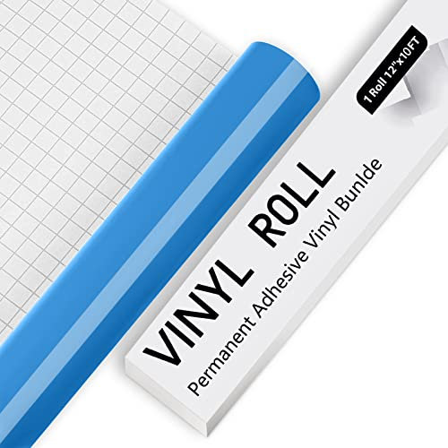 Permanent Vinyl for Cricut - 10Ft Glossy Blue Adhesive Vinyl Sheets, vinyl for Cricut, Silhouette & Cameo, Vinyl for Mug, Cup, Window & Home Deco,and other DIY projects