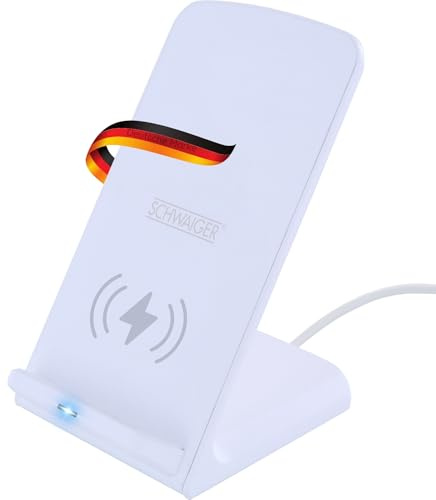 SCHWAIGER QLS10W 512 QI Smartphone Ladestation Ladeständer Induktionsladen kabellos Aufladen Charger Stand Wireless 10W induktiv weiß