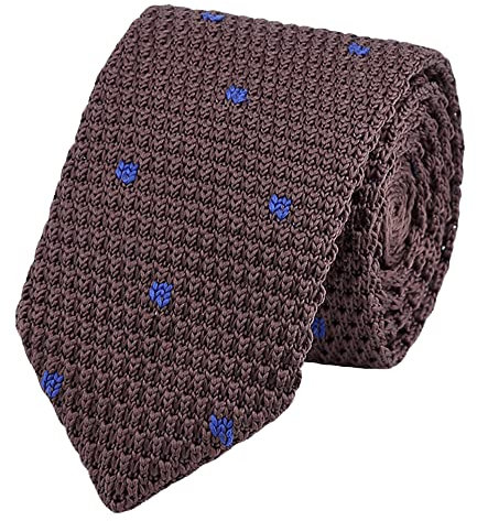 WANYING Herren 6cm Schmale Strickkrawatte 2,36 Breit Gestrickte Narrow Krawatte Retro Sporty Casual Büro Basic für Gentleman - Polka Dots Braun Dunkelblau