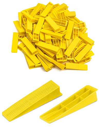 Tile Leveling System Wedges, 300pcs Reusable Tile Leveler Wedges for 1/8,1/12,1/16, 1/32 Spacers and Tile Leveling System Clips, Tile Leveler Tools for Wall/Floor Tile & Stone Installation(Yellow)
