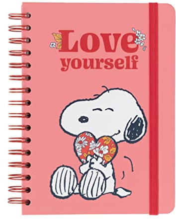 Grupo Erik Notizbuch A5 Liniert Snoopy Love Yourself - Hard Cover Notizblock A5 Ringbuch A5 Tagebuch mit Spiralbindung