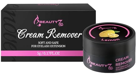 Beauty7 Wimpernkleber Entferner Cream Wimpernverlängerungslöser Gelb Wimpernkleber Lösemittel wimpern extension Entferner Remover Cream Kleberentfernung für Volumenwimpern 5ml Duft: Zitrone