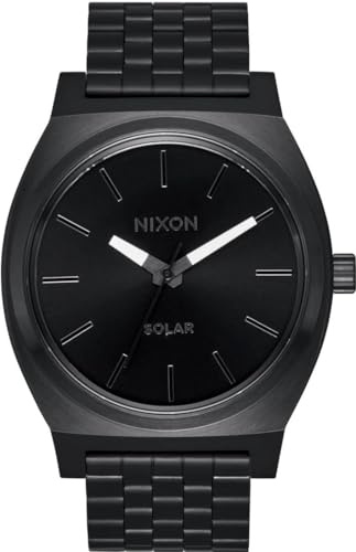 Nixon Time Teller Solar Herren Armbanduhr aus Edelstahl in der Farbe Schwarz 40mm, Wasserdichtigkeit: 10Bar, A1369-756-00