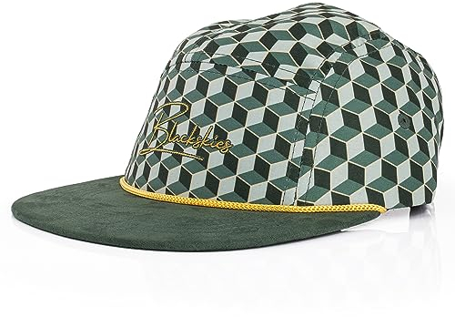 Blackskies® Designer 5-Panel Cap Camp Damen Herren Baseball Mütze Kappe Surfer Skater Snapback Strapback Geometrisch Cube Grün