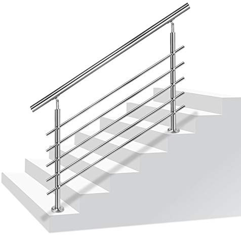 UISEBRT Handlauf Edelstahl Treppengeländer Geländer mit 5 Querstreben für Treppen Brüstung Balkon, 100cm
