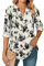 Amrto Bluse Beige Damen Elegant Tunika Langarm Oberteil Elegante Blusen Hemdbluse Shirt 3/4 Arm Basic Langarmshirt Long V Ausschnitt, XL