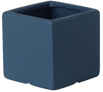 ESTINTENG Maceta de cerámica cuadrada Morandi de estilo nórdico, minimalista, para interiores, oficina, hotel, simulación, maceta, azul oscuro, 10 x 10 cm