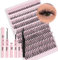 PRO DIY Lash Extension Kit Eyelash Extension Kit with 200 Pcs Lash Clusters Individual Lashes Lash Bond and Seal Eyelash Applictor Lash Tweezers Lash Clusters Kit for Beignner (DIY Lash Kit-A)