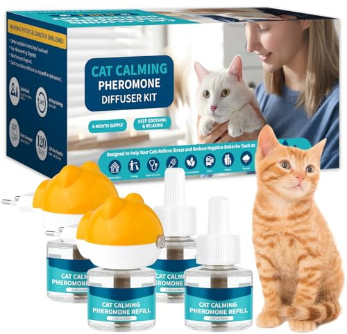 VICSOM 6-in-1 Pheromone Diffuser Katzen - 120 Tage Pheromone Katzen Steckdose für Katzen Anti Stress, Katzen Beruhigung, 48ml Katzen Pheromone Diffuser (2 Diffuser + 4 Nachfüller)