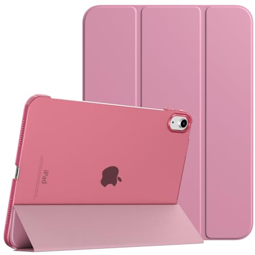 TiMOVO Funda para iPad (A16) 11ª Generación 2025 11 Pulgadas/iPad 10ª Generación 2022 10,9 Pulgadas, Delgada Carcasa Trasera Dura Translúcida con Soporte Trifold, Fondant Rosa