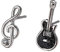 Ohrstecker mit asymmetrischer Gitarre, Zirkonia, Statement-Ohrstecker, zierlicher Schmuck, Geschenk, für Frauen und Mädchen, empfindliches Ohr, Silikon