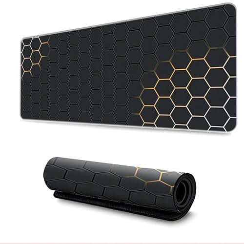 Hixingo 3D Cool Hive Large Mouse Mat, Gaming Mouse Pad, Mouse Pad, Mousepad with Stitched Edges, Non-Slip Rubber Base Mouse Pads for Office & Home (600 * 300 * 3mm,Orange)