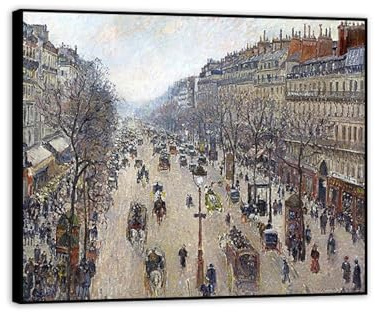 Bewölktes Wetter von Camile Pisarro–Reproduktion Gemälde–Gerahmt,Bild auf Leinwand Vintage –berühmtes Kunstwerk-Poster für Wohnzimmerdekoration, 70 x 85 cm (27,6 x 33,4), schwarzer Rahmen