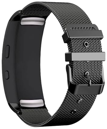 LXURY Metall Armbänder für Samsung Gear Fit 2/Gear Fit 2 Pro Armband, Edelstahl Mesh mit Einstellbar Schnalle Damen Herren Ersatzarmband Kompatibel mit Samsung Gear Fit 2 Uhrenarmband (Schwarz)