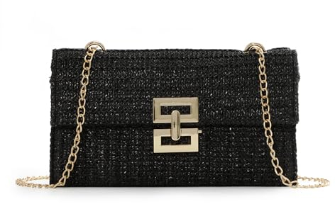 Ynport Crefreak Sac à Bandoulière en Paille d'été - Sac à Main en Osier Tissé Pour Femmes avec Enveloppe de Fête