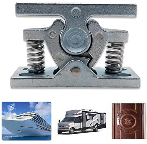 Riloer Door Stopper, Zinc Alloy Door Retainer Catch with Stainless Steel Springs, Non-Slip Universal Door Clip Door Holder for Car Caravan Motorhome RV Boat, Silver