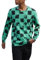PCEAIIH Men's T-Shirt Printed Tee Fashion Top Round Neck Long Sleeves Casual Graffiti Hip Hop Checkerboard Tops Light Green