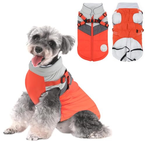 Voarge Winter Warme Hundemantel, Wasserdicht Hundemantel Kaltes Wetter,Skifahren Hundeweste Fleece Warme Hunde Jacke (Orange, L)