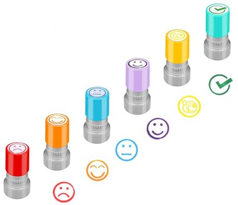 mseng 6Stück Stempel Lehrer Selbstfärbender,Motivationsstempel Lehrerstempel, Lehrerstempel Englisch für Kinder, Bildung, Lehrer, Überprüfung-Design4
