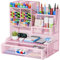 Restorgan Netz Schreibtisch Organizer,12 Fächer Mesh Stifthalter mit Schublade, Stiftehalter, Stiftebox, Multifunktionaler Schreibtisch Organizer für Heimbürobedarf(Rosa)