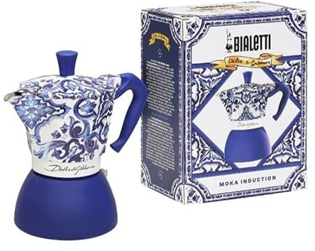 Bialetti Dolce & Gabbana Mocinduction Blue Mediterraneo 6 tazas de inducción y fuego abierto (cafetera, makinetta espresso)