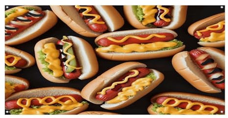 Personalisiertes Banner, lustiges Essen, Hot Dogs, Urlaubsbanner, Dekoration für Geschäftsparty, Geburtstag, Abschlussfeier, Hochzeit