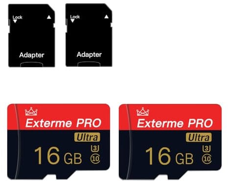 2 Pack Micro SD Card 16GB Class 10 with SD Adapter High Speed Memory Card for Tablet,Camera,Drone