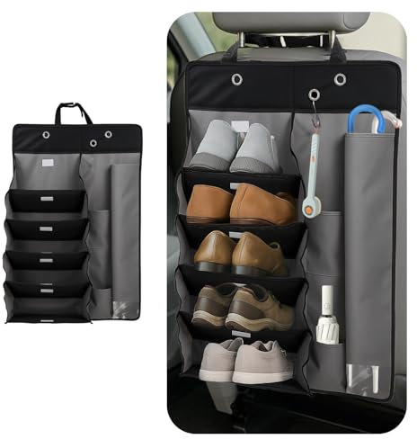 VW Bus Schuhregal für VW T5/T6/T6.1, Mehrlagige Stoff-Hängetasche, VW T5 Schuhregal Für Autotür/Sitz, VW T6 Schuhregal Faltbar und Komprimierbar, VW Bus Schuhregal Für Camper/Vans/VW Bus,VW T5 Zubehör