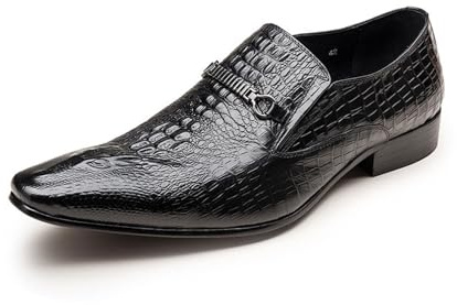 Zapatos De Negocios para Hombre, Mocasines Casuales, Puntera Puntiaguda, Zapatos Oxford Sin Cordones con Estampado De Cocodrilo