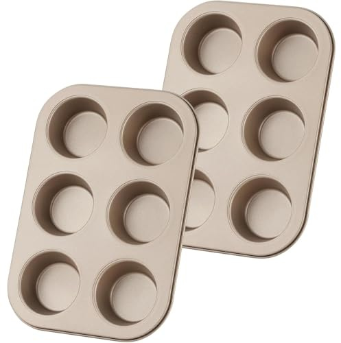 YIMINI 2er-Set Muffinblech aus verstärktem Kohlenstoffstahl, Premium Antihaft-Beschichtung für 24 Muffins/Cupcakes, Backform für Brownies & Muffins, langlebig & einfach zu reinigen