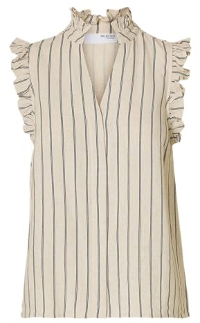 SELECTED FEMME Female Oberteil mit Rüschen Streifen