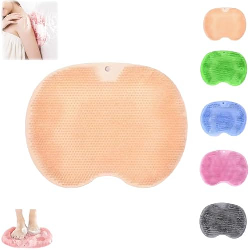 Rufenpurify - Tappetino antiscivolo in silicone, con ventose e fori di scarico, per la pulizia e l'esfoliazione dei piedi (giallo)