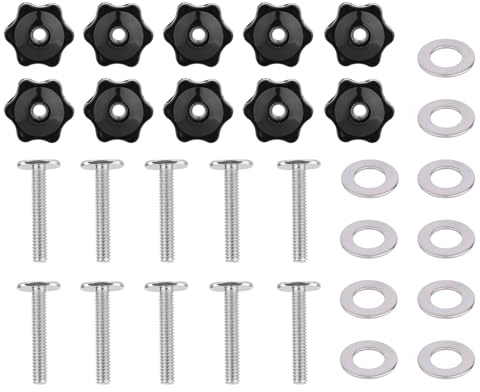 Fukaisu 10 Ensemble Kit Bouton T-Track da 1/4-20, Include Boutons en Étoile Boulons T en Acier Carbone de 1-1/2 et Rondelles pour Gabarits et Accessoires de Menuiserie