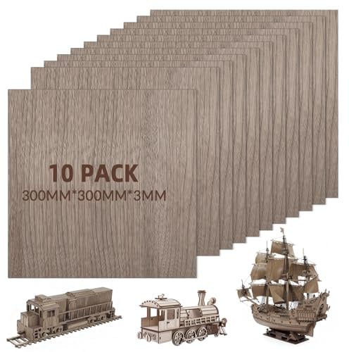Freyeeti 10 Pezzi Compensato 3mm, 30×30CM Assi di Legno di Noce