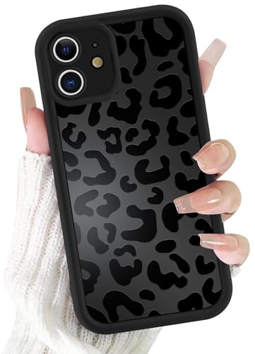 Vxinvnoi für iPhone 11 Hülle, Aesthetic Leopard Muster Handyhülle Motiv Design Dünne Schutzhülle Weich Matte Silikon Süßes Frauen Mädchen Stoßfest Case für iPhone 11 6,1'' - Schwarz