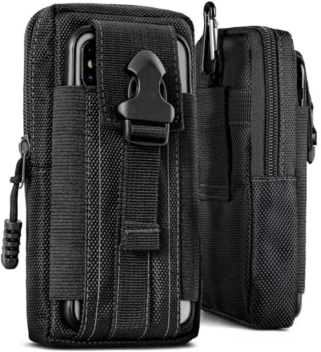 ONEFLOW Survival Case für Samsung Galaxy S26 Handy Gürteltasche aus Nylon mit Karabiner, Taktische EDC Tasche mit Gürtel Halterung, Etui Handyhülle Outdoor Handytasche, Schwarz