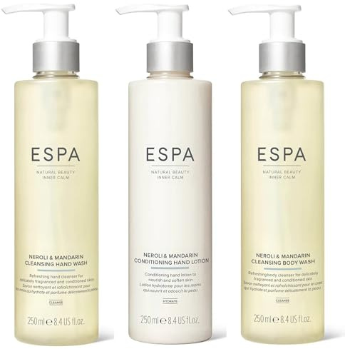 ESPA Neroli & Mandarin Hand & Body Care Collection | Cleansing Hand Wash, Conditioning Hand Lotion & Body Wash Trio | Refreshing, Nourishing & Gently Scented Skincare Gift Set