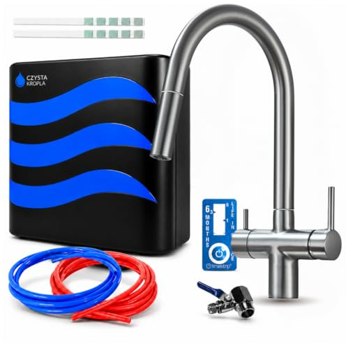 Ari 3-Wege-Küchenarmatur Wasserhahn Ausziehbarer Auslauf 360-Grad Schwenkbar Graphit Slender im Set mit 5-Stufen Untertisch Trinkwasserfilter Anlage System CK
