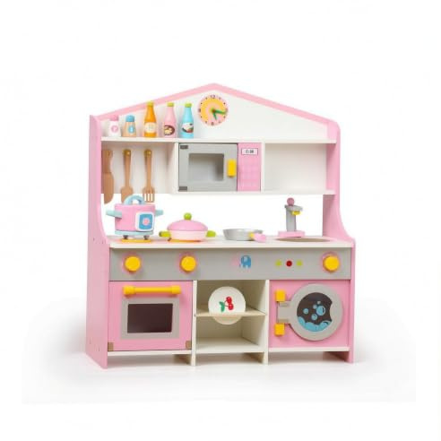 FytStycale Wooden Play Kitchen Storage Toy Kitchen with Sink Young Child for Classroom , Japanese Style Kitchen B