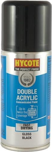 Hycote Double Acrylic Aerosol Car Spray Paint, Gloss Black, 150 ml
