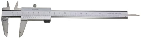 STEINLE 1110 Taschen Messschieber 150 mm Parallaxefrei mit Feststellschraube, Ablesung: 0,05 mm DIN862 - inkl. Gewindetabelle
