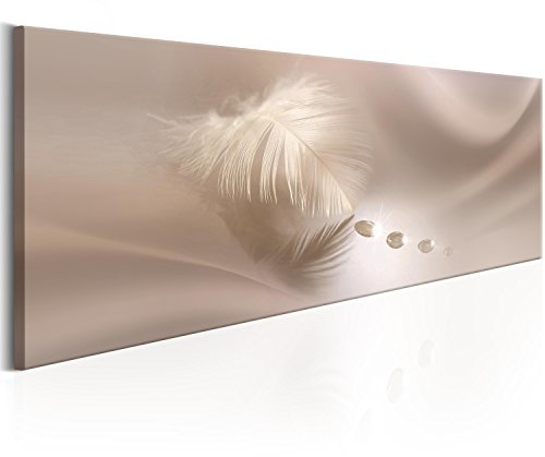 murando - Wandbilder XXL Feder 135x45 cm 1 tlg - Wand Deko Vlies Leinwand Bilder Groß Wanddeko Wohnzimmer Schlafzimmer Kunstdrucke Panoramabild - Abstrakt Wassertropfen Digital