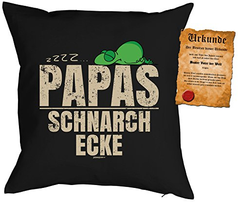 trag-das Geschenk Papa Kissen mit Füllung - Papas Schnarchen Checke - Weihnachten Weihnachtsmann Idee Geburtstag Schwarz