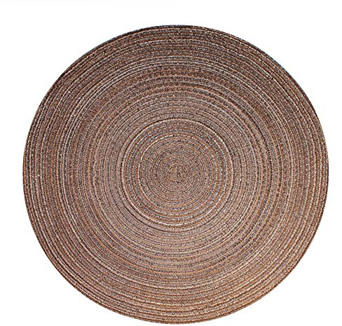 Haus und Deko Bast Platzset rund ca. 40 cm Ø Kunststoff Tischset Untersetzer waschbar Bronze Braun meliert
