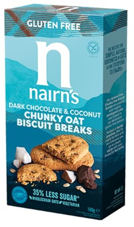 Nairns Chunky Biscuit Break Dark Chocolate and Coconut, 160 g, Pack of 6