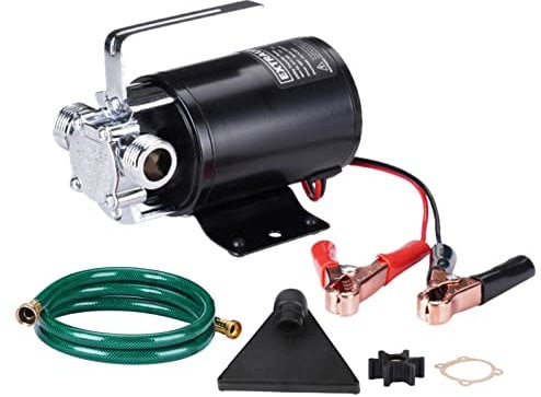 EXTRAUP DC 12Volt 330 GPH Portable Low Suction Electric Water Transfer Removal Utility Pump with Suction Hose Kit