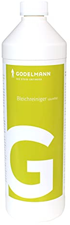 GODELMANN Bleichreiniger säurefrei | Steinreiniger außen entfernt dunkle pflanzliche Verunreinigungen oder Verfärbungen | Spezialreiniger auf Aktivchlorbasis | 1,0 l