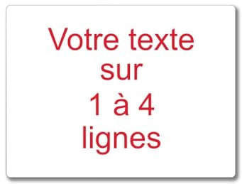 Plaque gravée personnalisée 1 à 4 lignes 20x15cm autocollante Blanc écriture Rouge
