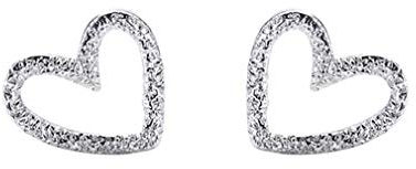YAZILIND S925 boucle d'oreille en argent Sterling Simple givré creux amour coeur forme boucles d'oreilles dames bijoux cadeau